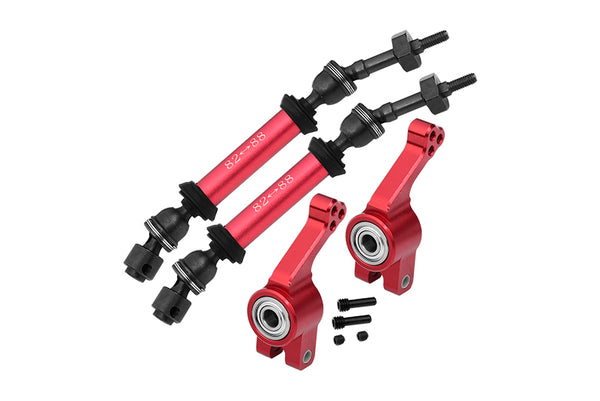 Traxxas Slash 4X4 / Slash 4X4 LCG Steel+Aluminium Widen Rear CVD Drive Shaft With Knuckle Arm - 12Pc Set Red