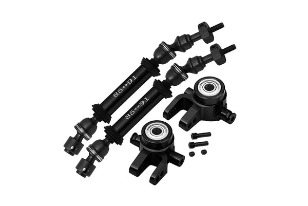 Steel+Aluminium Widen Front CVD Drive Shaft with Knuckle Arm For 1:10 Traxxas Slash 4X4 / Slash 4X4 LCG / Rustler 4X4 VXL - 12Pc Set Black