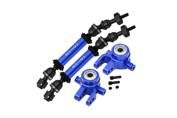 Traxxas Slash 4X4 / Slash 4X4 LCG Steel+Aluminium Widen Front CVD Drive Shaft With Knuckle Arm - 12Pc Set Blue