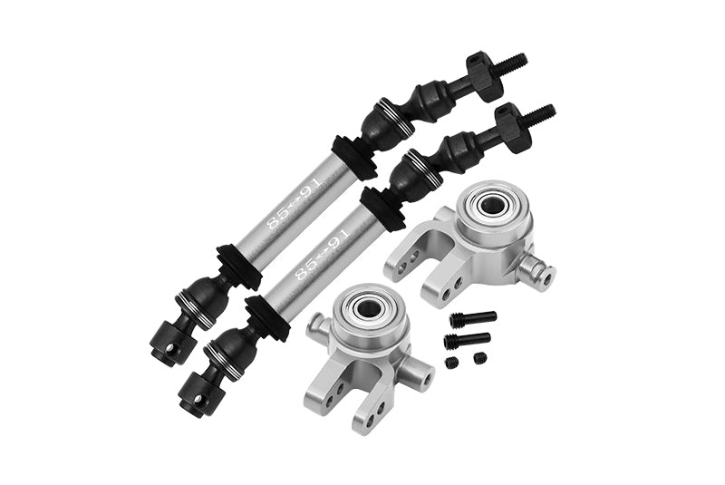 Traxxas Slash 4X4 / Slash 4X4 LCG Steel+Aluminium Widen Front CVD Drive Shaft With Knuckle Arm - 12Pc Set Silver