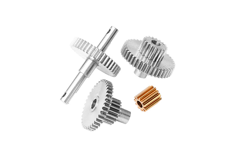 Harden Steel #45 Transmission Gear Set with Brass Motor Teeth for Traxxas 1:18 TRX4M Ford Bronco Crawler 97074-1 / TRX4M Land Rover Defender 97054-1 / TRX4M K10 High Trail Crawler 97064-1 - Silver