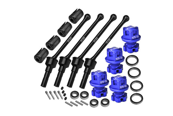 4140 Carbon Steel Front & Rear CVD Shaft (88mm) With 7075 Alloy Wheel Lock & Hex Claw For Traxxas 1:8 4WD Maxx Slash 6S-102076-4 / 1:10 4WD Maxx-89076-4 Monster Truck Upgrades - Blue