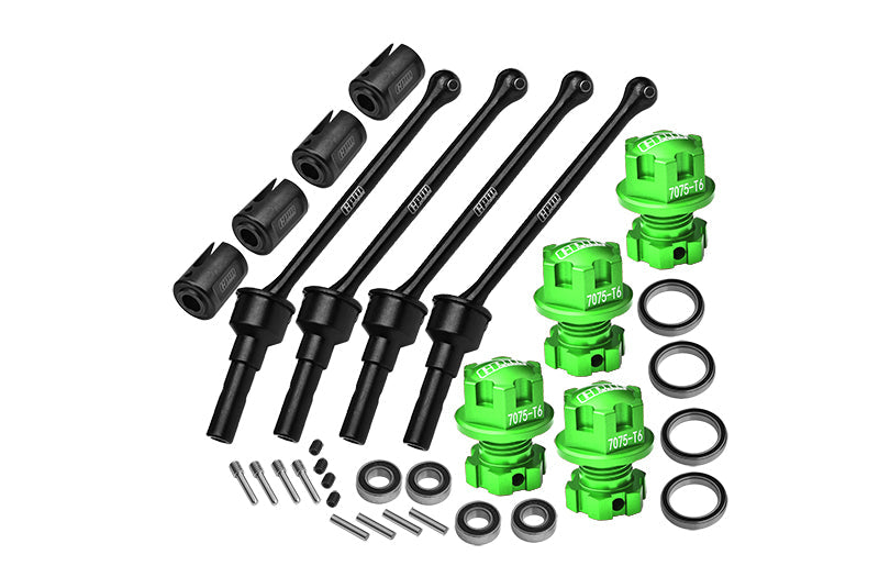 4140 Carbon Steel Front & Rear CVD Shaft (88mm) With 7075 Alloy Wheel Lock & Hex Claw For Traxxas 1:8 4WD Maxx Slash 6S-102076-4 / 1:10 4WD Maxx-89076-4 Monster Truck Upgrades - Green