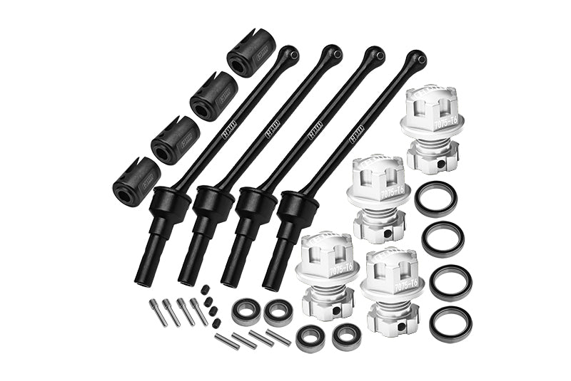 4140 Carbon Steel Front & Rear CVD Shaft (88mm) With 7075 Alloy Wheel Lock & Hex Claw For Traxxas 1:8 4WD Maxx Slash 6S-102076-4 / 1:10 4WD Maxx-89076-4 Monster Truck Upgrades - Silver