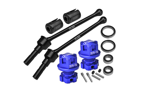 Carbon Steel Front Or Rear CVD Drive Shaft 88mm With Aluminum Wheel Lock + Hex Claw For Traxxas 1:8 4WD Maxx Slash 6S-102076-4 / 1:10 4WD Maxx-89076-4 Monster Truck Upgrades - Blue