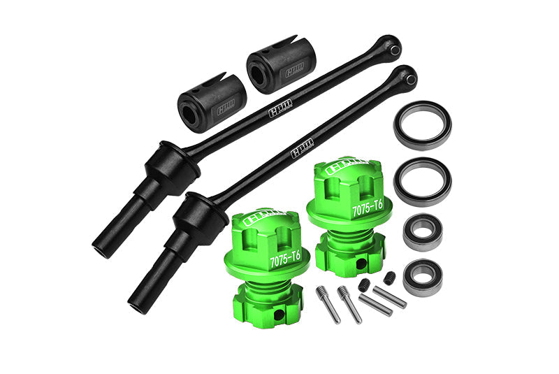 Carbon Steel Front Or Rear CVD Drive Shaft 88mm With Aluminum Wheel Lock + Hex Claw For Traxxas 1:8 4WD Maxx Slash 6S-102076-4 / 1:10 4WD Maxx-89076-4 Monster Truck Upgrades - Green