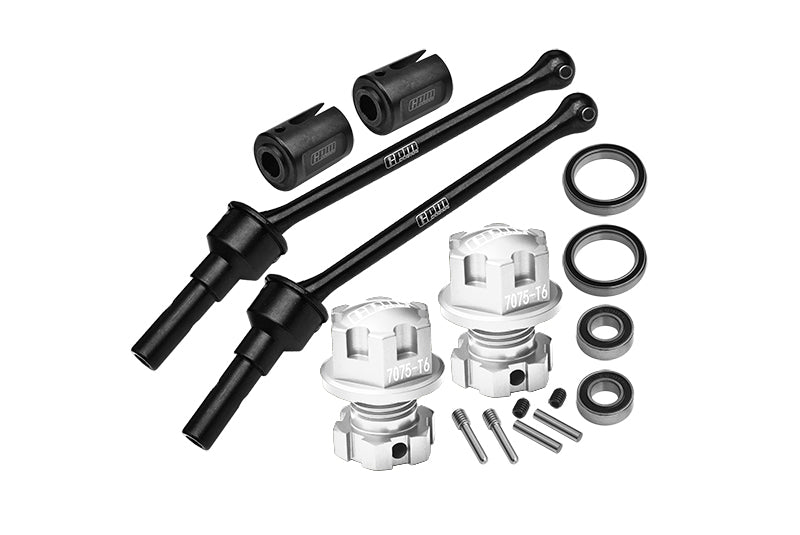 Carbon Steel Front Or Rear CVD Drive Shaft 88mm With Aluminum Wheel Lock + Hex Claw For Traxxas 1:8 4WD Maxx Slash 6S-102076-4 / 1:10 4WD Maxx-89076-4 Monster Truck Upgrades - Silver