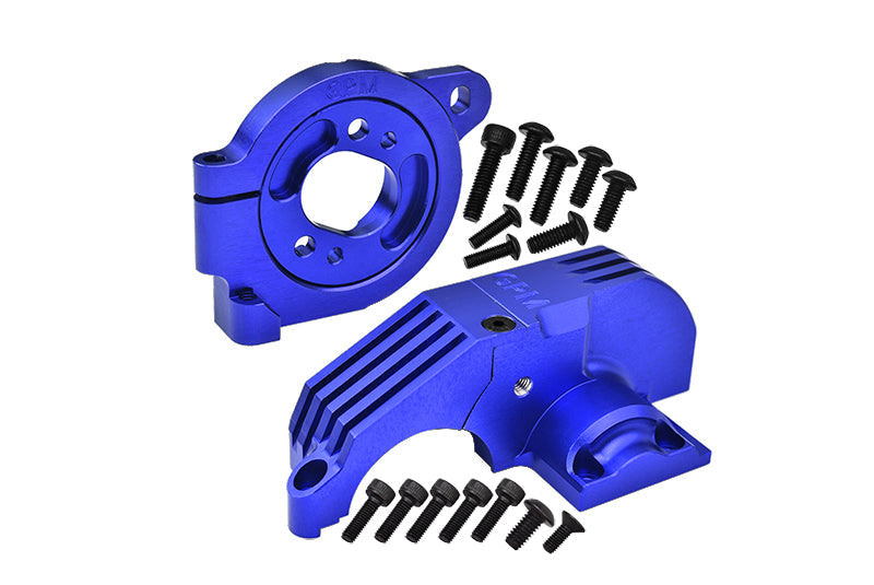 Redesigned Aluminum 7075 Alloy Adjustable Motor Mounts & Main Gear Cover For Traxxas 1/8 4WD Maxx Slash 6S-102076-4 / 1:10 4WD Maxx-89076-4  / 1:10 Maxx with WideMAXX-89086-4 Monster Truck - Blue