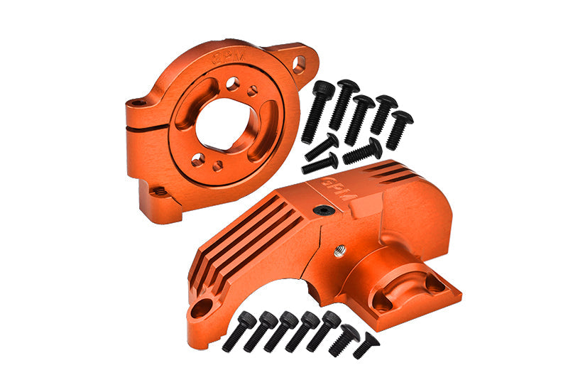 Redesigned Aluminum 7075 Alloy Adjustable Motor Mounts & Main Gear Cover For Traxxas 1/8 4WD Maxx Slash 6S-102076-4 / 1:10 4WD Maxx-89076-4  / 1:10 Maxx with WideMAXX-89086-4 Monster Truck - Orange