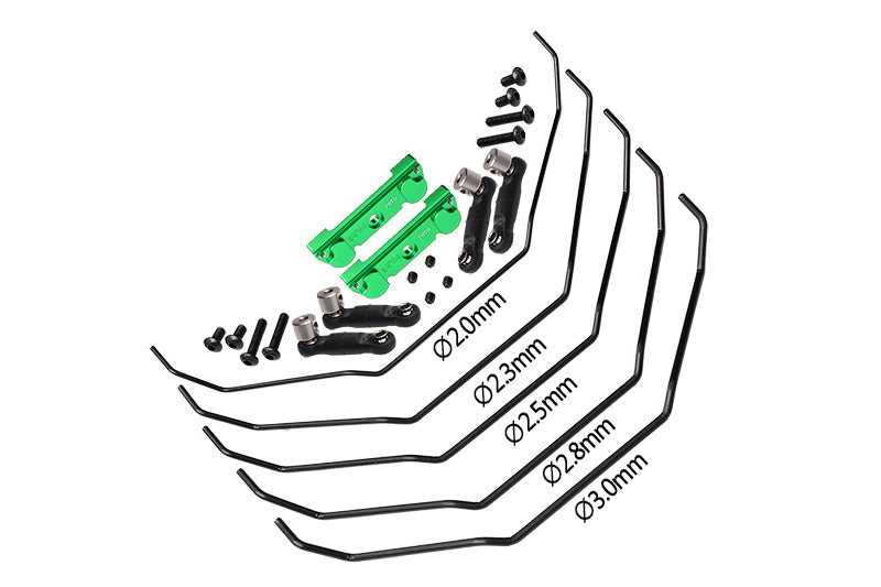 Aluminum 7075 Alloy Front & Rear Sway Bar Mount With Linkage And Wire For Traxxas 1/8 Maxx Slash 6S Short Course Truck 102076-4 Upgrade Parts - Green