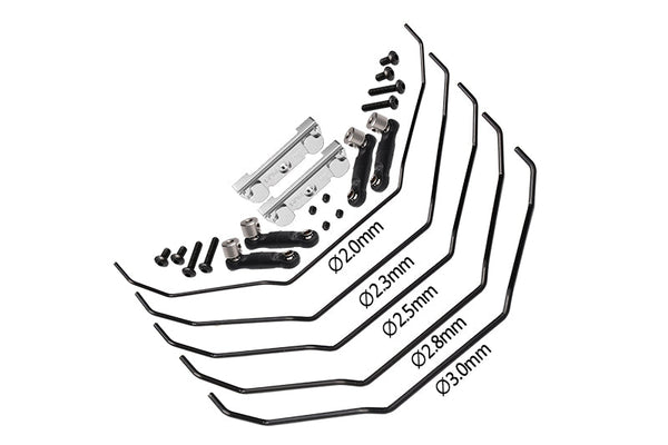 Aluminum 7075 Alloy Front & Rear Sway Bar Mount With Linkage And Wire For Traxxas 1/8 Maxx Slash 6S Short Course Truck 102076-4 Upgrade Parts - Silver