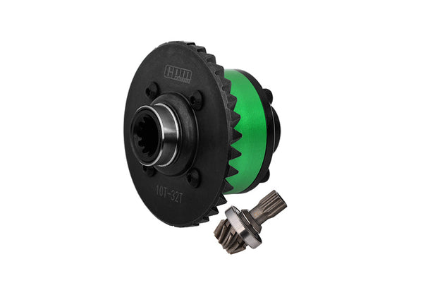 4140 Medium Carbon Steel + 7075 Alloy Rear Complete Differential Set For Traxxas 1:5 X Maxx 6S 8S / XRT 8S / X Maxx Ultimate 8S / XRT Ultimate 8S Monster Truck Upgrades - Green