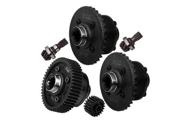 4140 Medium Carbon Steel + Aluminum 7075 Alloy Front & Center & Rear Complete Differential For Traxxas 1:5 X Maxx 6S 8S / XRT 8S / X Maxx Ultimate 8S / XRT Ultimate 8S Monster Truck Upgrades - Black