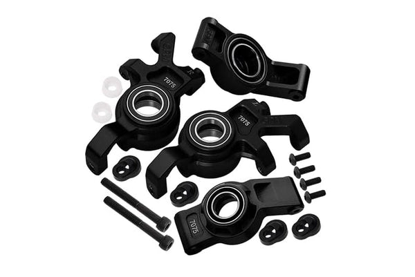 Aluminum 7075 Alloy Front Oversized Steering Blocks & Rear Hub Stub Axle Carriers With Three Oversize Bearing For Traxxas 1:5 X Maxx 6S 8S / XRT 8S / X Maxx Ultimate 8S / XRT Ultimate 8S Upgrades - Black