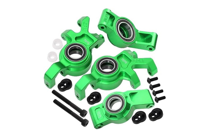 Aluminum 7075 Alloy Front Oversized Steering Blocks & Rear Hub Stub Axle Carriers With Three Oversize Bearing For Traxxas 1:5 X Maxx 6S 8S / XRT 8S / X Maxx Ultimate 8S / XRT Ultimate 8S Upgrades - Green