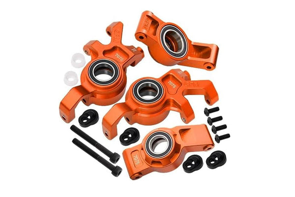 Aluminum 7075 Alloy Front Oversized Steering Blocks & Rear Hub Stub Axle Carriers With Three Oversize Bearing For Traxxas 1:5 X Maxx 6S 8S / XRT 8S / X Maxx Ultimate 8S / XRT Ultimate 8S Upgrades - Orange