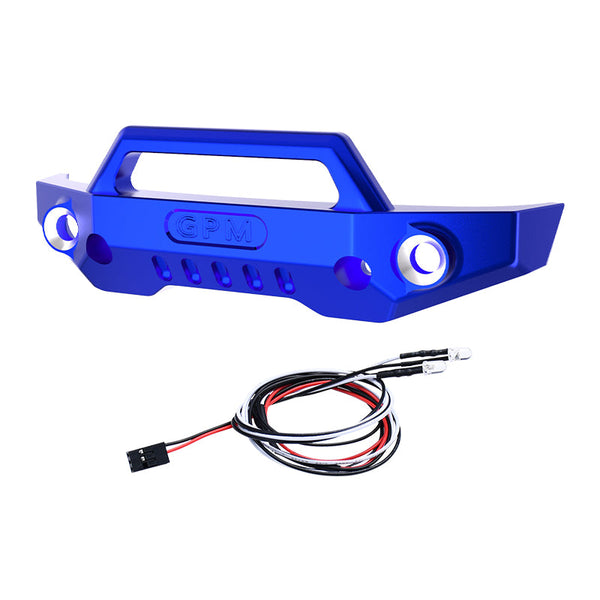 Aluminum 7075 Alloy Front Bumper With LED Lights For Traxxas 1/16 Mini Maxx 4WD RTR Brushless Monster Truck 107154-1 Upgrades - Blue