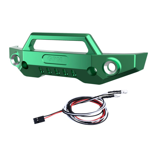 Aluminum 7075 Alloy Front Bumper With LED Lights For Traxxas 1/16 Mini Maxx 4WD RTR Brushless Monster Truck 107154-1 Upgrades - Green