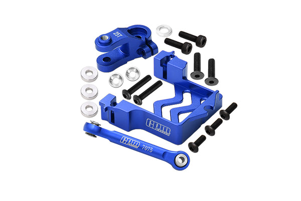 Aluminum Servo Mount + Tie Rod + 25T Servo Horn For Traxxas 1/10 Maxx 4WD Monster Truck (89076-4) Upgrades - Blue