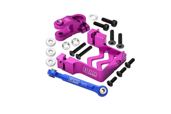 Aluminum Servo Mount + Tie Rod + 25T Servo Horn for Traxxas 1/10 Maxx 4WD Monster Truck-89076-4 / Maxx with WideMAXX Monster Truck-89086-4 Upgrades - Purple