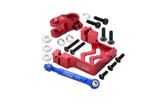 Aluminum Servo Mount + Tie Rod + 25T Servo Horn For Traxxas 1/10 Maxx 4WD Monster Truck (89076-4) Upgrades - Red