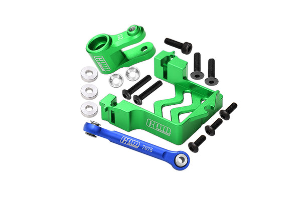 Aluminum Servo Mount + Aluminum Tie Rod + 25T Aluminum Servo Horn For Traxxas 1/10 Maxx 4WD Monster Truck (89076-4) - 16Pc Set Green