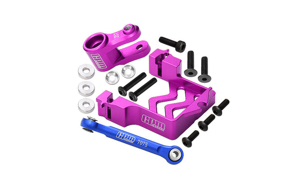 Aluminum Servo Mount + Aluminum Tie Rod + 25T Aluminum Servo Horn For Traxxas 1/10 Maxx 4WD Monster Truck-89076-4 / Maxx with WideMAXX Monster Truck-89086-4 Upgrades - Purple