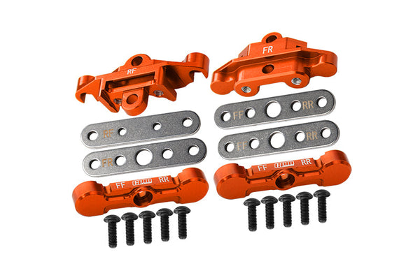 Aluminum 7075 Alloy Front & Rear Tie Bar Mounts & Suspension Pin Retainers For Traxxas 1:8 6S MAXX SLASH-102076-4 / 1:10 4WD MAXX-89076-4 / 1:10 MAXX with WideMAXX Monster Truck-89086-4 - Orange