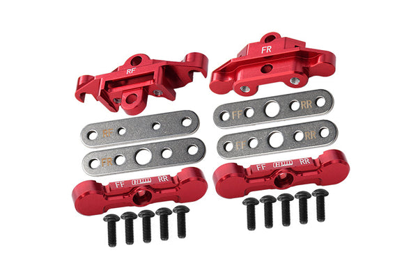 Aluminum 7075 Alloy Front & Rear Tie Bar Mounts & Suspension Pin Retainers For Traxxas 1:8 6S MAXX SLASH-102076-4 / 1:10 4WD MAXX-89076-4 / 1:10 MAXX with WideMAXX Monster Truck-89086-4 - Red