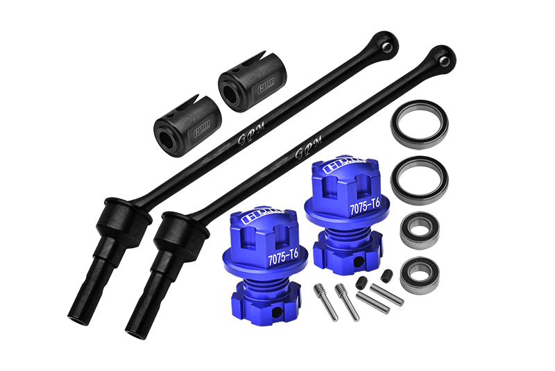 4140 Carbon Steel Front Or Rear Extend Cvd Drive Shaft (110mm) With Aluminum 7075 Alloy Wheel Lock & Hex Claw For Traxxas 1/10 Maxx With WideMAXX Monster Truck 89086-4 Upgrades - Blue