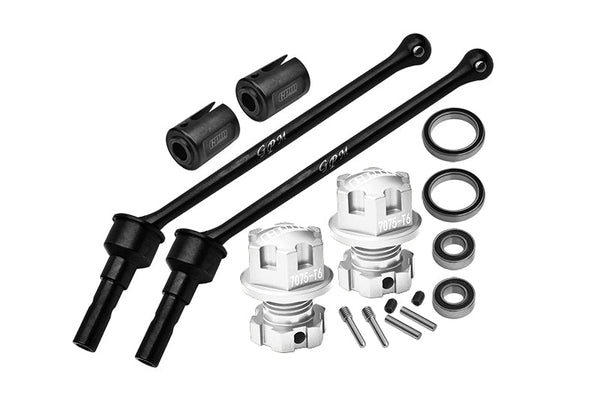 4140 Carbon Steel Front Or Rear Extend Cvd Drive Shaft (110mm) With Aluminum 7075 Alloy Wheel Lock & Hex Claw For Traxxas 1/10 Maxx With WideMAXX Monster Truck 89086-4 Upgrades - Silver