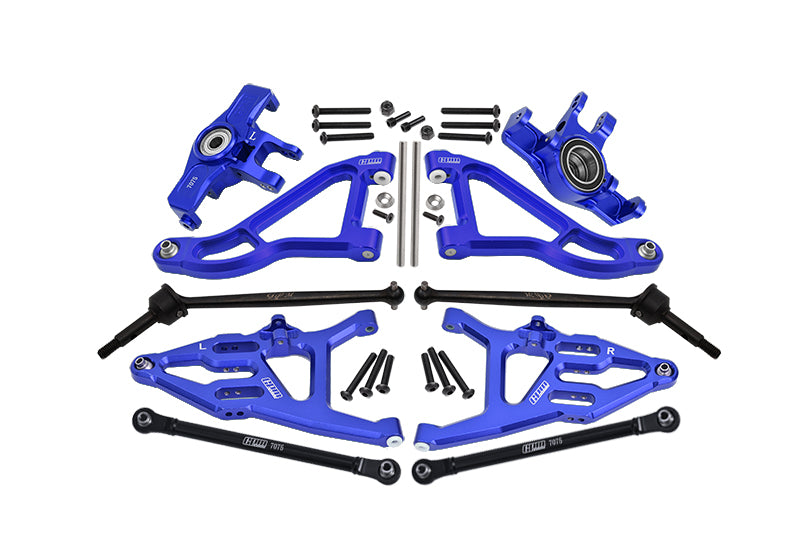 Traxxas Unlimited Desert Racer 4X4 (#85076-4) Aluminum Front Upper & Lower Arms + Knuckle Arms + Harden Steel CVD Drive Shaft + Sst Turnbuckles - 36Pc Set Blue