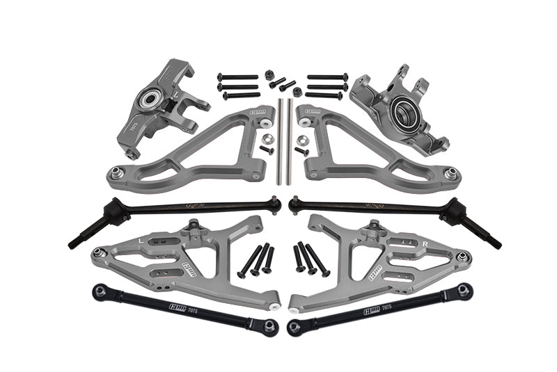 Traxxas Unlimited Desert Racer 4X4 (#85076-4) Aluminum Front Upper & Lower Arms + Knuckle Arms + Harden Steel CVD Drive Shaft + Sst Turnbuckles - 36Pc Set Gray Silver