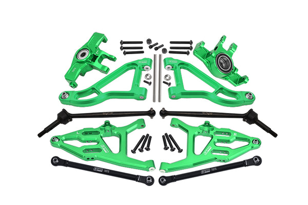 Traxxas Unlimited Desert Racer 4X4 (#85076-4) Aluminum Front Upper & Lower Arms + Knuckle Arms + Harden Steel CVD Drive Shaft + Sst Turnbuckles - 36Pc Set Green