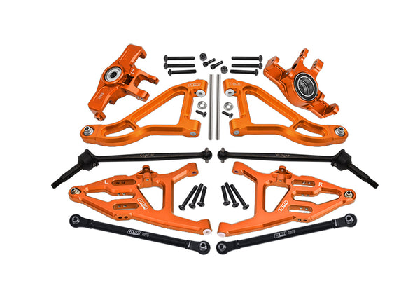 Traxxas Unlimited Desert Racer 4X4 (#85076-4) Aluminum Front Upper & Lower Arms + Knuckle Arms + Harden Steel CVD Drive Shaft + Sst Turnbuckles - 36Pc Set Orange