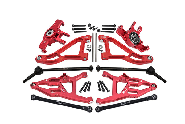 Traxxas Unlimited Desert Racer 4X4 (#85076-4) Aluminum Front Upper & Lower Arms + Knuckle Arms + Harden Steel CVD Drive Shaft + Sst Turnbuckles - 36Pc Set Red