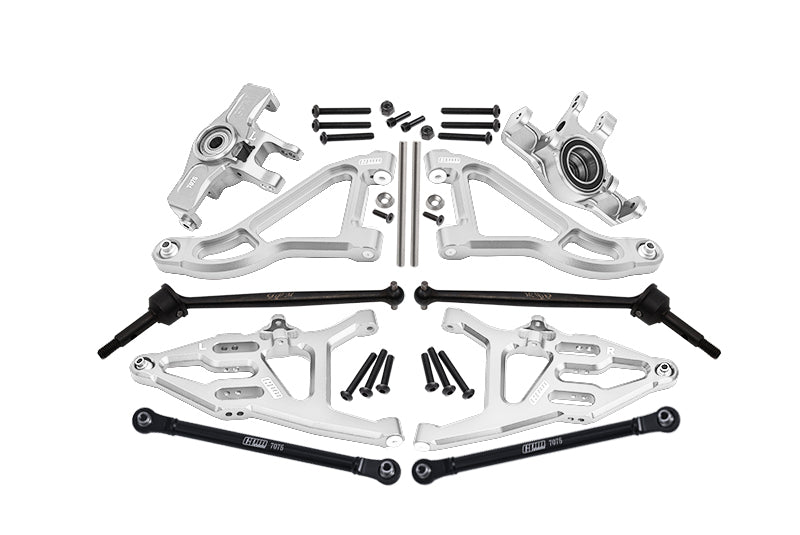 Traxxas Unlimited Desert Racer 4X4 (#85076-4) Aluminum Front Upper & Lower Arms + Knuckle Arms + Harden Steel CVD Drive Shaft + Sst Turnbuckles - 36Pc Set Silver