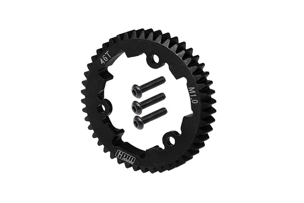 Steel Spur Gear 46T (M1.0) For Traxxas 1:7 XO-01 / 1:10 MAXX / E-REVO 2.0 VXL / 1:5 X MAXX 6S / X MAXX 8S / XRT 8S - 1Pc Black