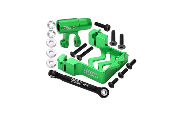 Aluminum 6061-T6 Servo Mount + Tie Rod + 25T Servo Horn Set for 1:5 Traxxas X Maxx 6S / X Maxx 8S / XRT 8S Monster Truck Upgrades - Green