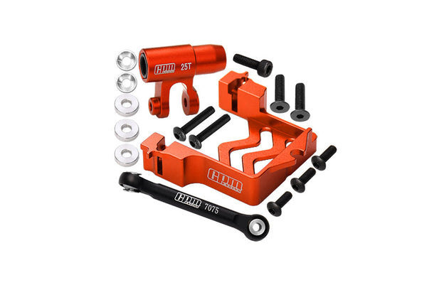 Aluminum 6061-T6 Servo Mount + Tie Rod + 25T Servo Horn Set for 1:5 Traxxas X Maxx 6S / X Maxx 8S / XRT 8S Monster Truck Upgrades - Orange