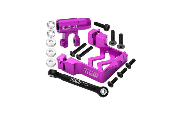 Aluminum 6061-T6 Servo Mount + Tie Rod + 25T Servo Horn Set for 1:5 Traxxas X Maxx 6S / X Maxx 8S / XRT 8S Monster Truck Upgrades - Purple