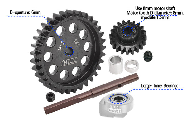 GPM Upgrade Parts For 1:5 Traxxas X Maxx 6S X Maxx 8S XRT 8S Monster Truck 40Cr Carbon Steel M1.5 Spur Gear 33T + Motor Gear 20T