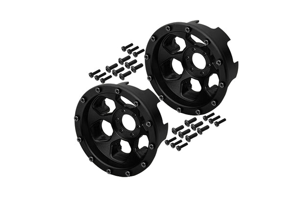 Axial Yeti Aluminum Front/Rear 2.2 Wheels Beadlock (6 Poles) - 1Pr Set Black