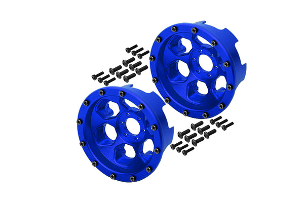 Axial Yeti Aluminum Front/Rear 2.2 Wheels Beadlock (6 Poles) - 1Pr Set Blue