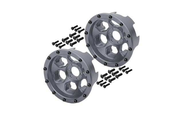 Axial Yeti Aluminum Front/Rear 2.2 Wheels Beadlock (6 Poles) - 1Pr Set Gray Silver