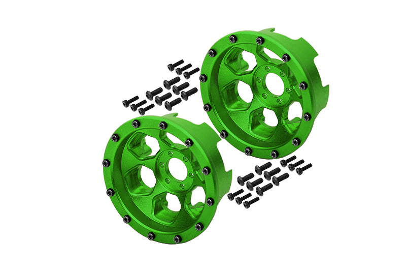 Axial Yeti Aluminum Front/Rear 2.2 Wheels Beadlock (6 Poles) - 1Pr Set Green