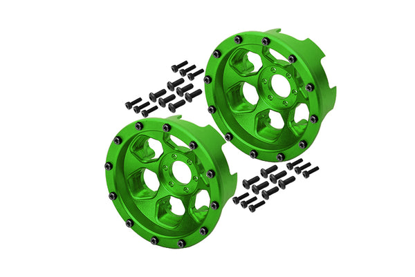 Axial Yeti Aluminum Front/Rear 2.2 Wheels Beadlock (6 Poles) - 1Pr Set Green