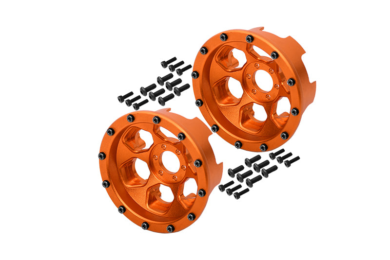 Axial Yeti Aluminum Front/Rear 2.2 Wheels Beadlock (6 Poles) - 1Pr Set Orange