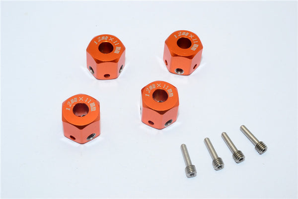 Aluminum Universal Hex Adapter 12mmx11mm - 4Pcs Set Orange