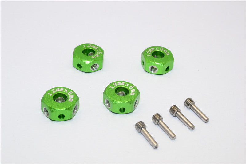 Aluminum Universal Hex Adapter 12mmx6mm - 4Pcs Set Green